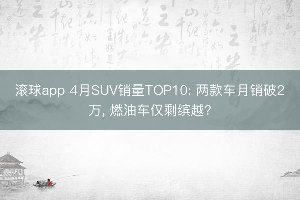 滚球app 4月SUV销量TOP10: 两款车月销破2万， 燃油车仅剩缤越?