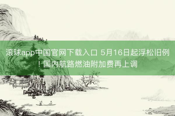 滚球app中国官网下载入口 5月16日起浮松旧例! 国内航路燃油附加费再上调