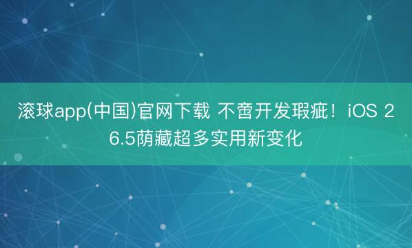 滚球app(中国)官网下载 不啻开发瑕疵！iOS 26.5荫藏超多实用新变化