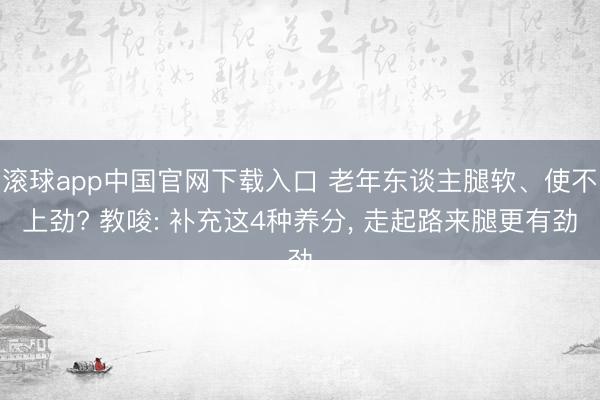 滚球app中国官网下载入口 老年东谈主腿软、使不上劲? 教唆: 补充这4种养分， 走起路来腿更有劲