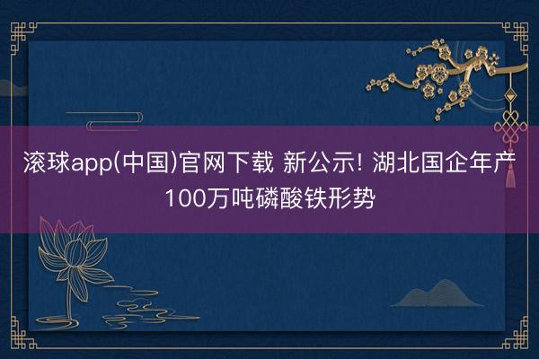 滚球app(中国)官网下载 新公示! 湖北国企年产100万吨磷酸铁形势