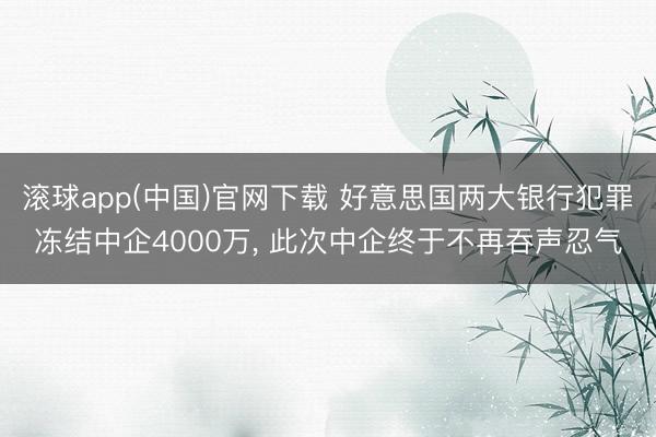 滚球app(中国)官网下载 好意思国两大银行犯罪冻结中企4000万， 此次中企终于不再吞声忍气