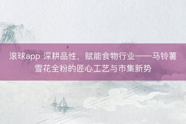 滚球app 深耕品性，赋能食物行业——马铃薯雪花全粉的匠心工艺与市集新势