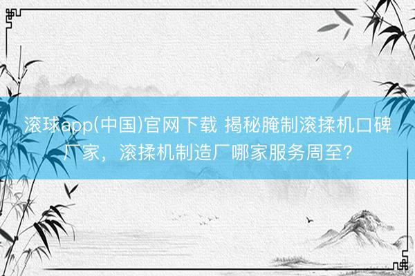 滚球app(中国)官网下载 揭秘腌制滚揉机口碑厂家，滚揉机制造厂哪家服务周至？