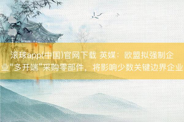 滚球app(中国)官网下载 英媒：欧盟拟强制企业“多开端”采购零部件，将影响少数关键边界企业