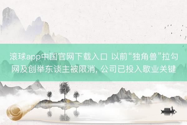 滚球app中国官网下载入口 以前“独角兽”拉勾网及创举东谈主被限消， 公司已投入歇业关键