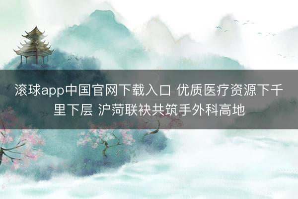 滚球app中国官网下载入口 优质医疗资源下千里下层 沪菏联袂共筑手外科高地