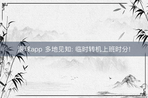 滚球app 多地见知: 临时转机上班时分!