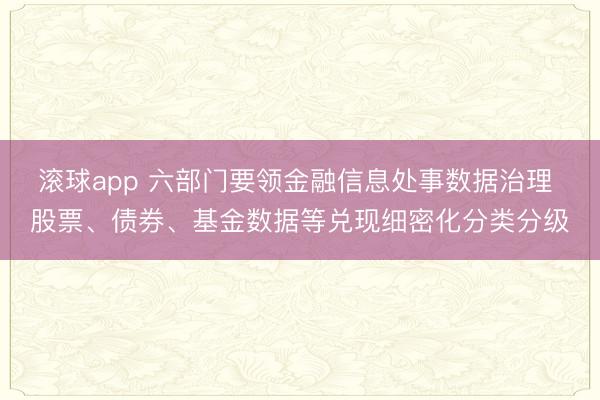 滚球app 六部门要领金融信息处事数据治理 股票、债券、基金数据等兑现细密化分类分级
