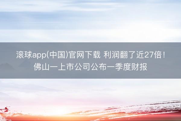 滚球app(中国)官网下载 利润翻了近27倍！佛山一上市公司公布一季度财报