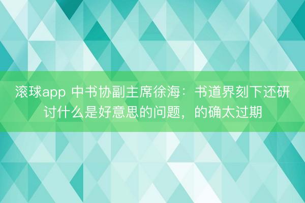 滚球app 中书协副主席徐海：书道界刻下还研讨什么是好意思的问题，的确太过期