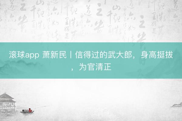 滚球app 萧新民丨信得过的武大郎，身高挺拔，为官清正